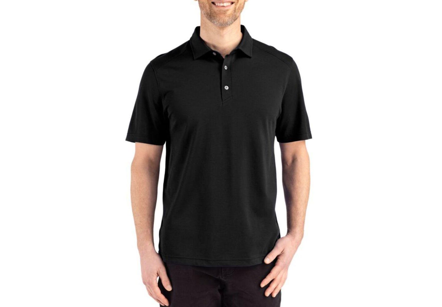 Мужское поло Cutter & Buck Advantage Refresh Epic Confidence Recycled Tri-Blend Pique Polo, цвет: Чёрный — фото 1