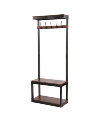 Streamdale Mango Wood Entryway Coat Rack Bench with Storage