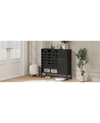 Black Woven Door Accent Cabinet - Kitchen/Living/Dining