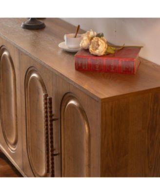 Sideboard Buffet Cabinet - Wood Kitchen Cabinet, Handleless 4-Door Console