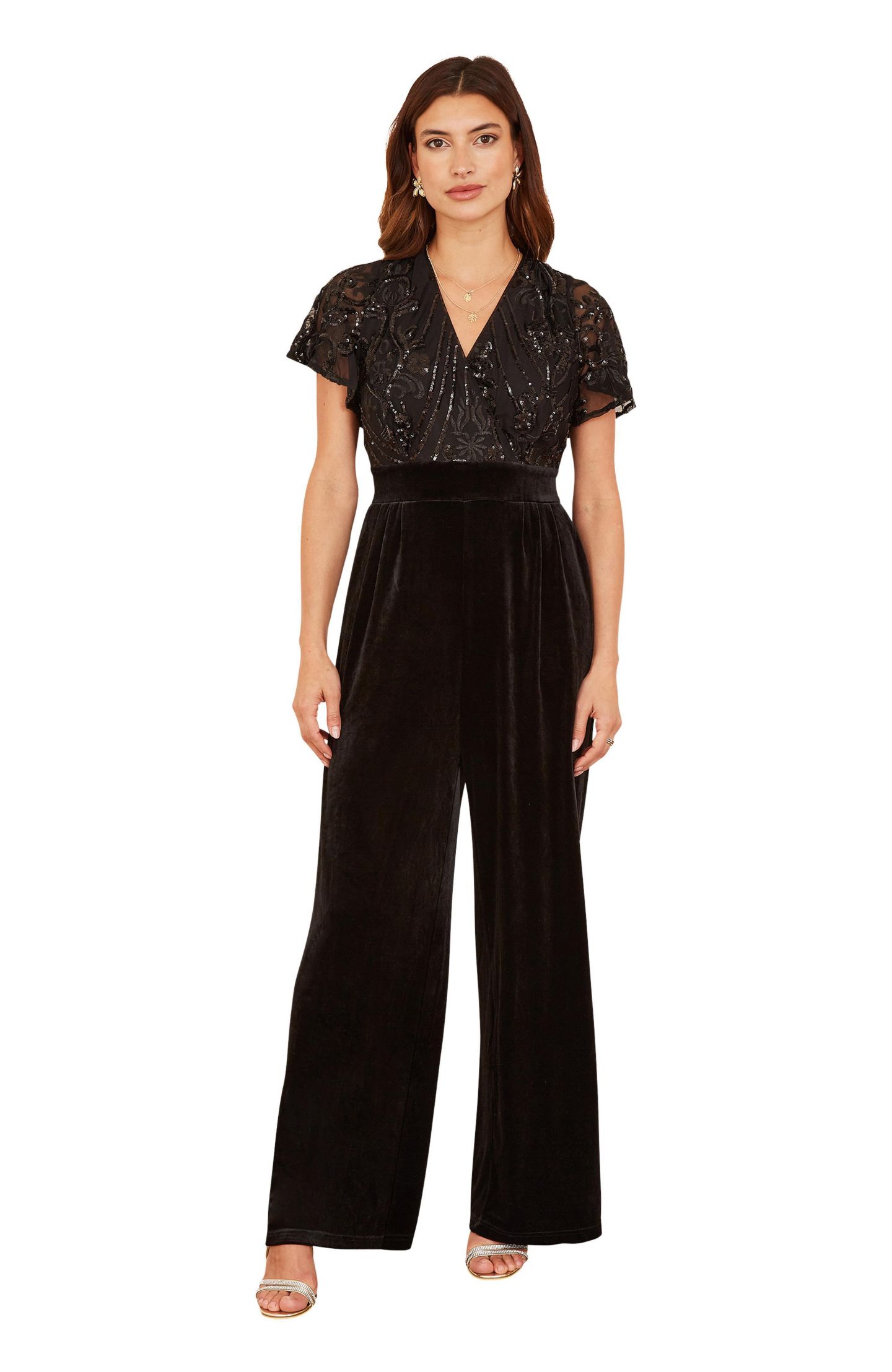 Женский комбинезон Yumi Sequin Embellished Jumpsuit, цвет: Чёрный — фото 1