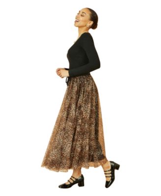 Women's Mesh Heart Print Tulle Skirt