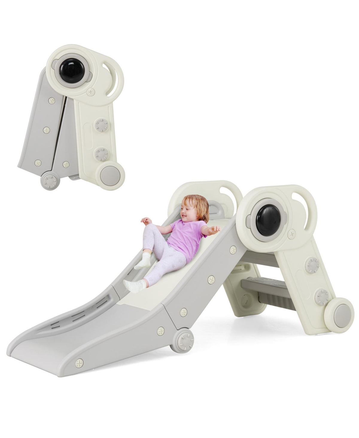 Gymax Folding Freestanding Toddler Slide for Toddlers Age 18+ Months w/ Climber Indoor