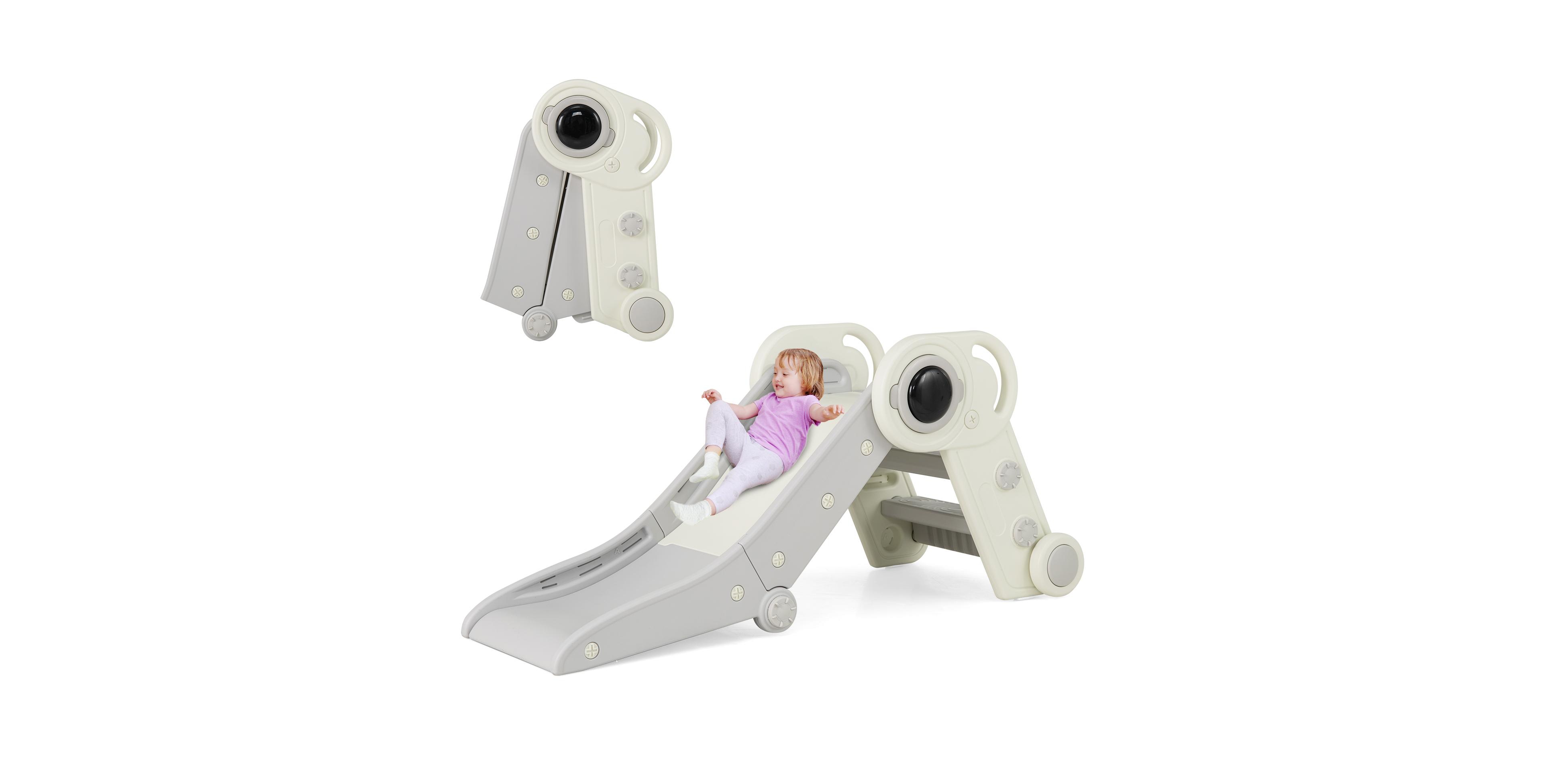 Gymax Folding Freestanding Toddler Slide for Toddlers Age 18+ Months w/ Climber Indoor