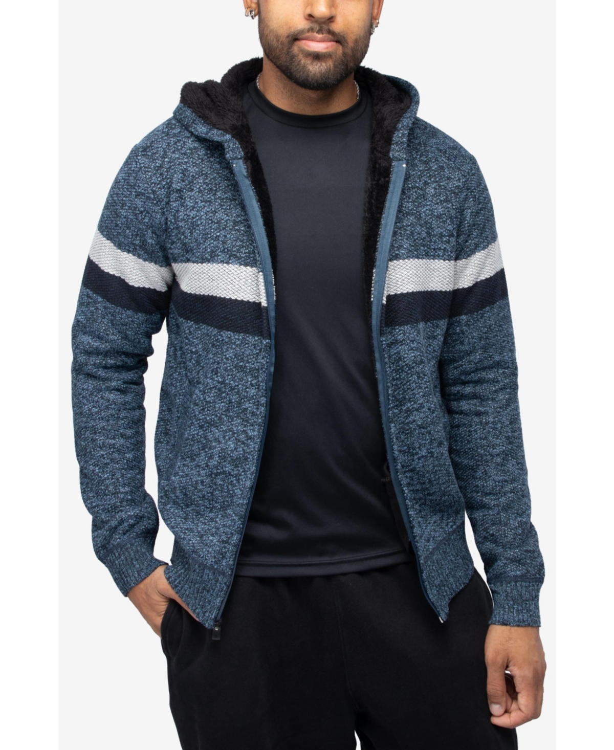 Xray Men's Zip Up Fleece Lined Cardigan Hooded Sweater