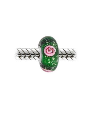 Murano Glass Charm Bead Sterling Core Floral Spacer