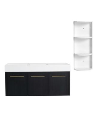  48" Wall-Mount Vanity, Resin Left Basin, KD-Package