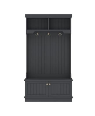 Streamdale Hall Tree Storage Bench Coat Rack Hooks - Black