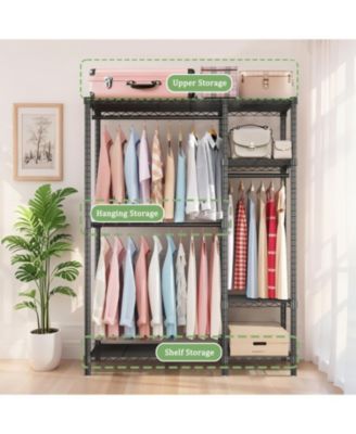 Streamdale Heavy Duty Adjustable Clothes Rack w/ 6 Shelves & 3 Rails - Black