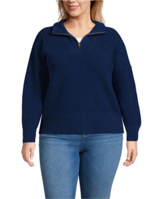 Plus Size Drifter Shaker Wedge Quarter Zip Sweater