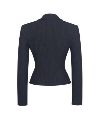 Women's Quinne Navy Striped Single-Breasted Peplum Blazer
