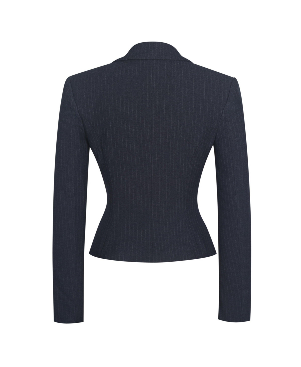 Miss Circle Women's Quinne Navy Striped Single-Breasted Peplum Blazer