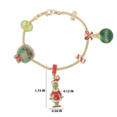 Grinch Holiday Charm Beaded Bracelet