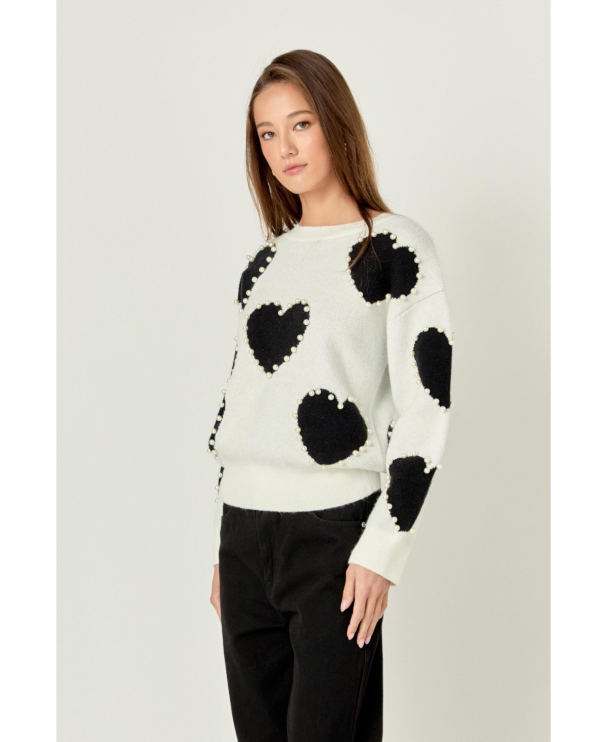 English Factory Women's Long-Sleeve Heart Sweater