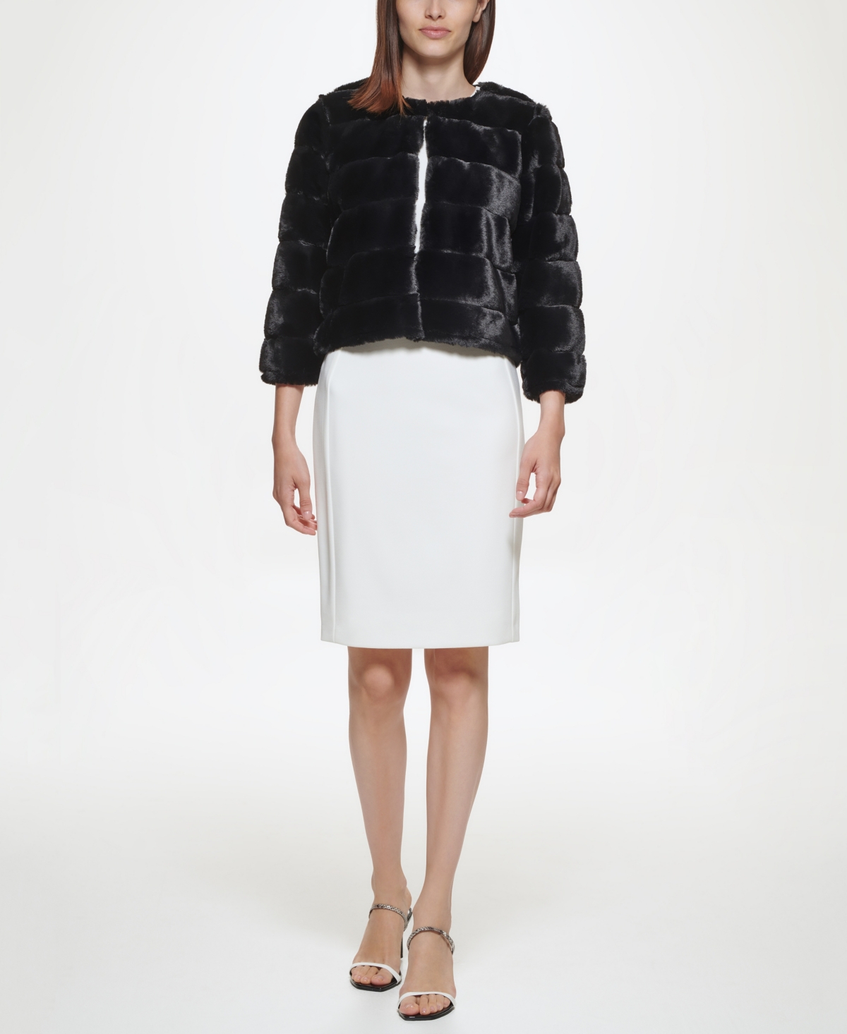 Calvin Klein Women's Textured Long Sleeve Cardigan Sweater In Black