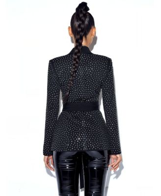 Women's Visionary Crystal Embellished Black Blazer Jacket