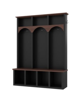 Farmhouse Hall Tree Bench Shoe Cabinet