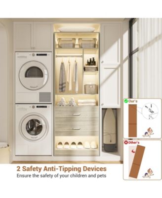 23.6'' Freestanding Closet System with 2 Drawers and 6 Shelves, 2FT Small Walk-in Closet Organizer with Hanging Rod