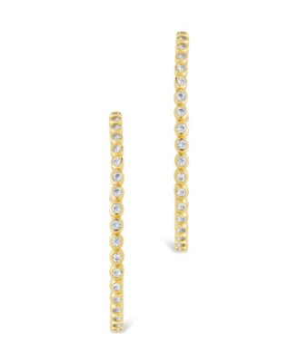 Sterling Silver Bezel Statement Bubble Hoops - 1"