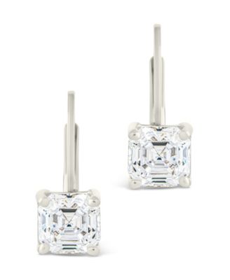 Sterling Silver Princess Cut French Clip Earrings