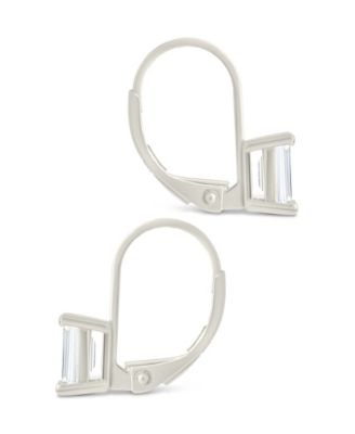 Sterling Silver Emerald Cut French Clip Earrings