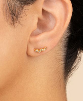 Sterling Silver Talia CZ Bezel Crawler Earrings