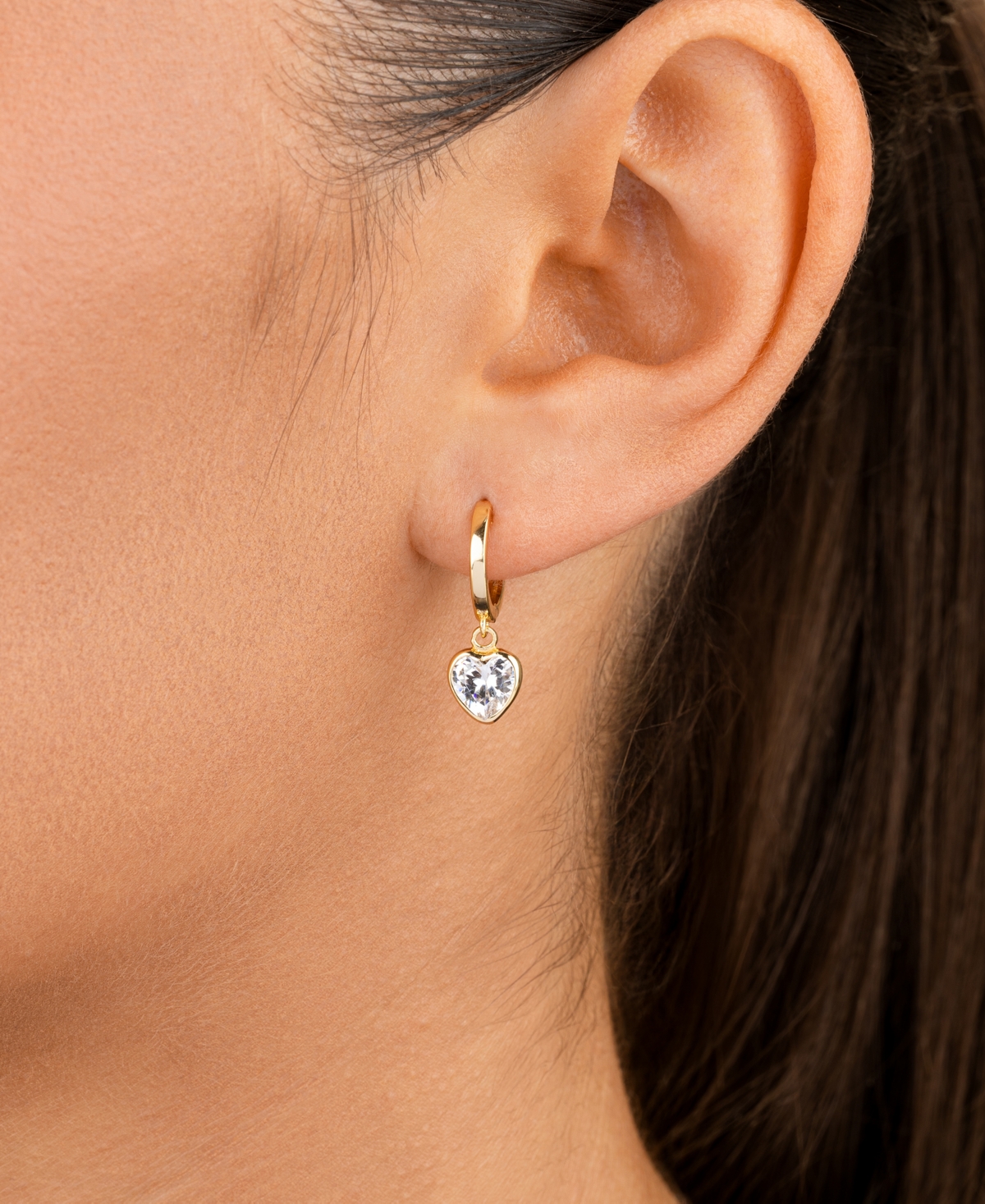 Sterling Forever Sterling Silver Lizzy Cz Heart Drop Earrings