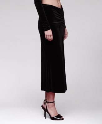 Women's Velvet Pull-On Midi Skirt