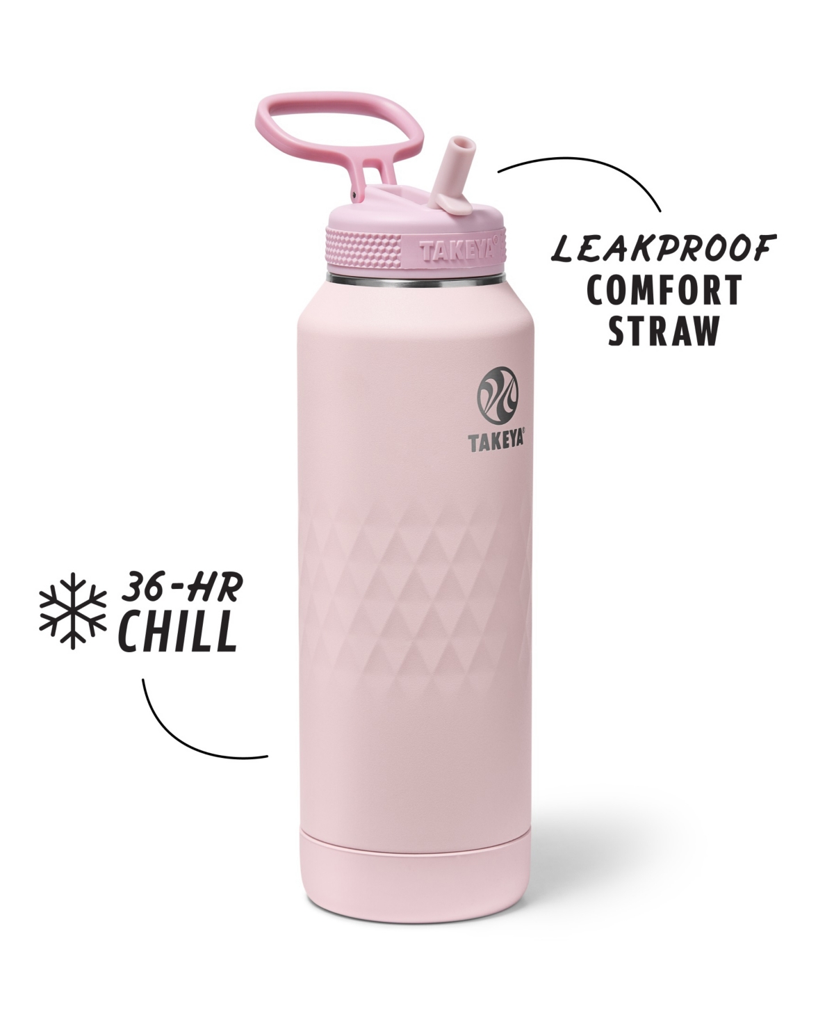 Takeya Sport 40 Oz. Triple-insulated Water Bottle With Straw Lid In Pink