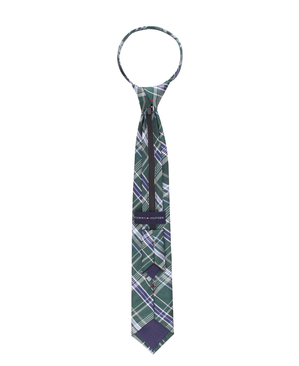 Tommy Hilfiger Boys Pre-tied Plaid Pattern Tie In Green
