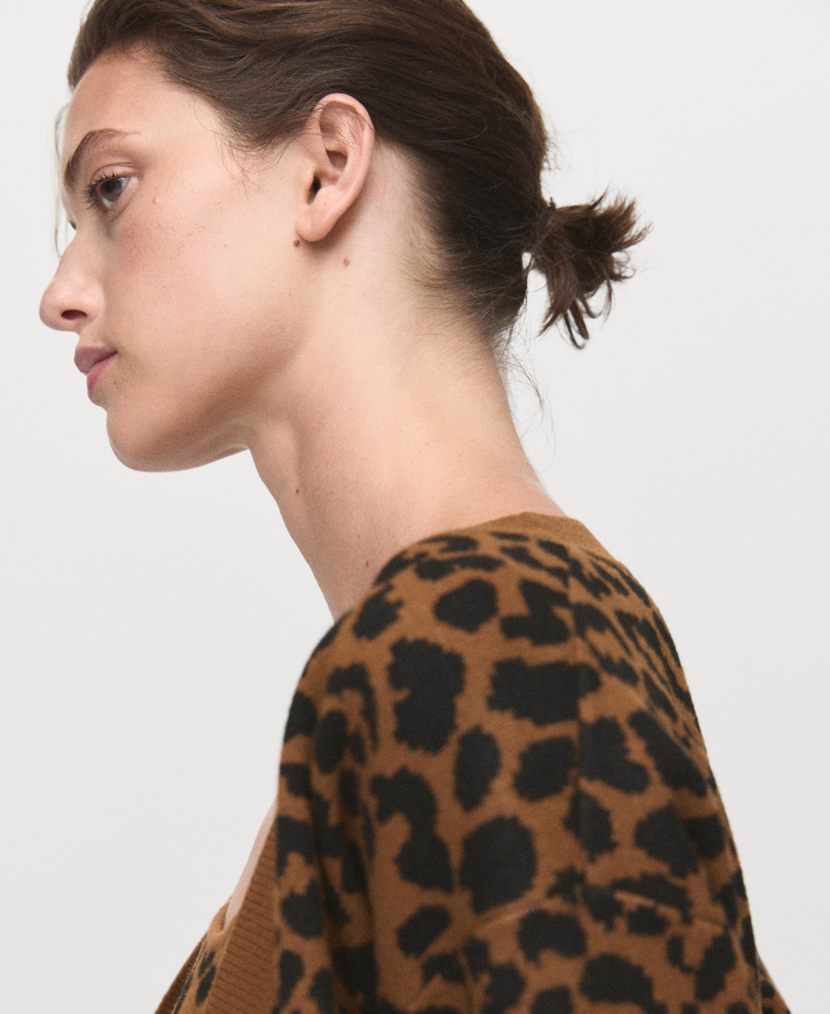 Mango Women's Leopard Knit Cardigan In Brown