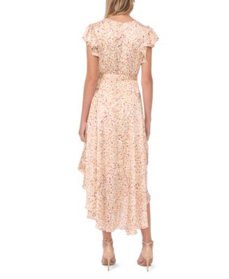 Women's V-Neck Button Down Flutter Maxi Dress