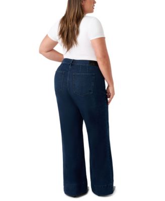 Plus Size Pintuck Wide Leg Jeans