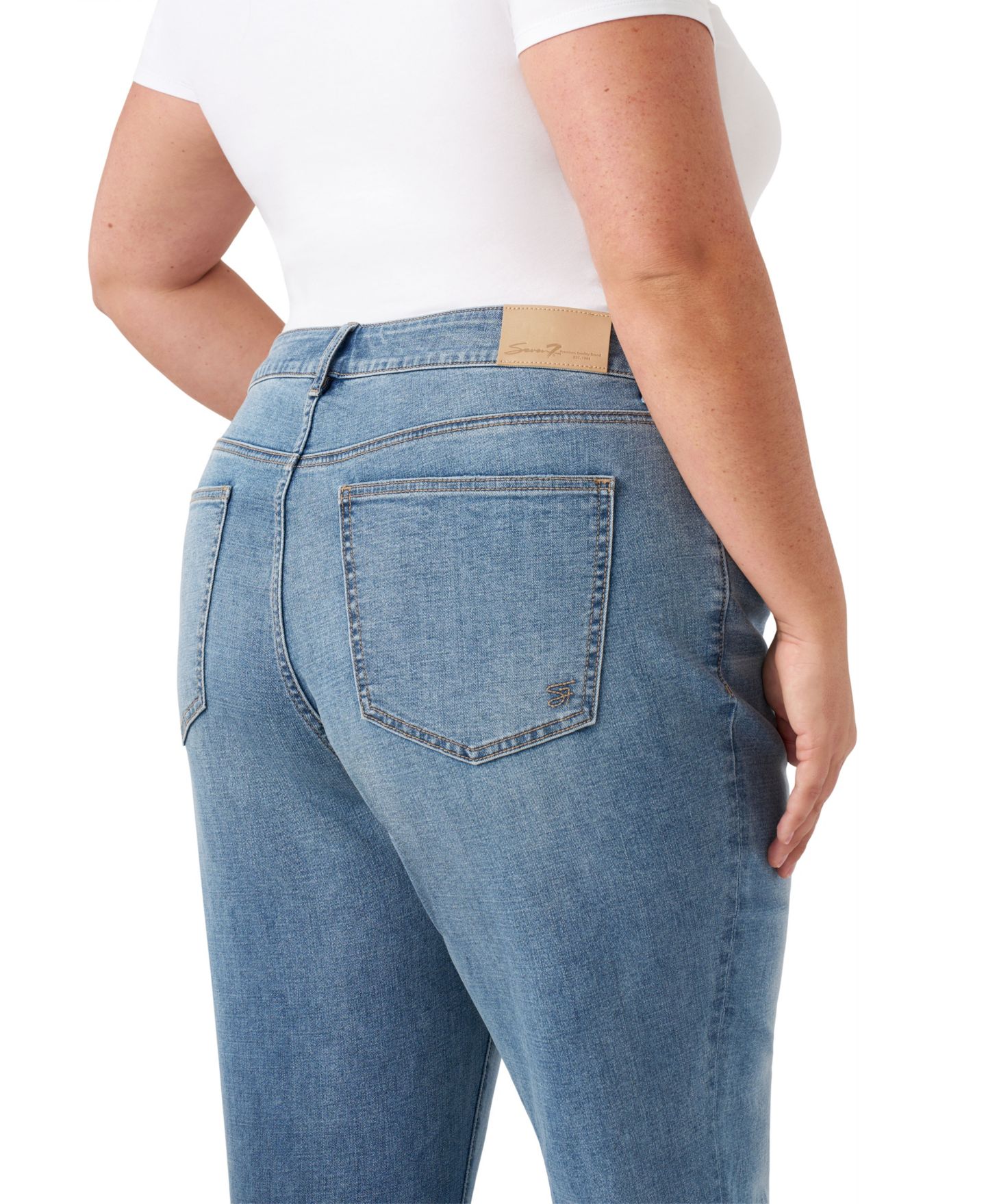 Женские джинсы Seven7 Plus Size Vintage Straight Ankle, цвет: Пустынный пыльная светлая варка — фото 5