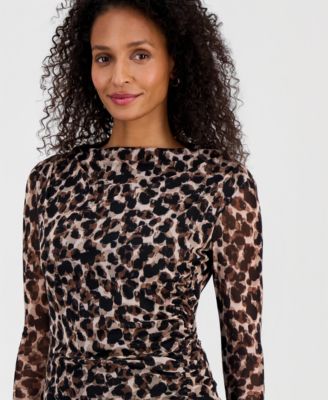 Women's Ruched Side-Slit Midi Dress