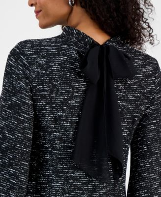 Women's Tie-Back Mock Neck 3/4-Sleeve Dress