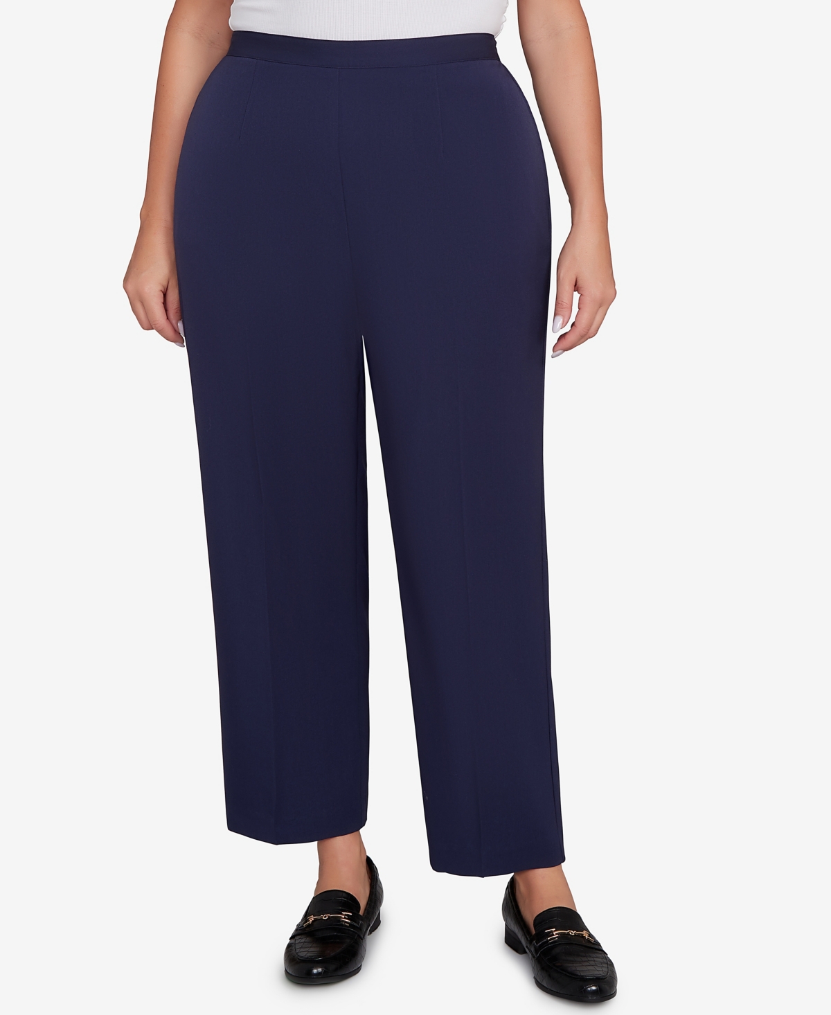 Alfred Dunner Plus Size Saratoga Springs Side Seam Pocket Average Length Twill Pants In Blue