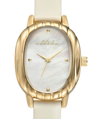 Timeless Texture Gold Plated Leather Watch, 70-110mm