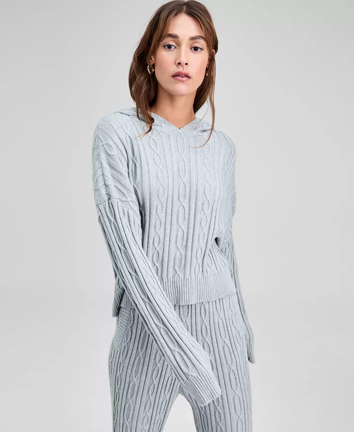 Women's Cable-Knit Pullover Hoodie
