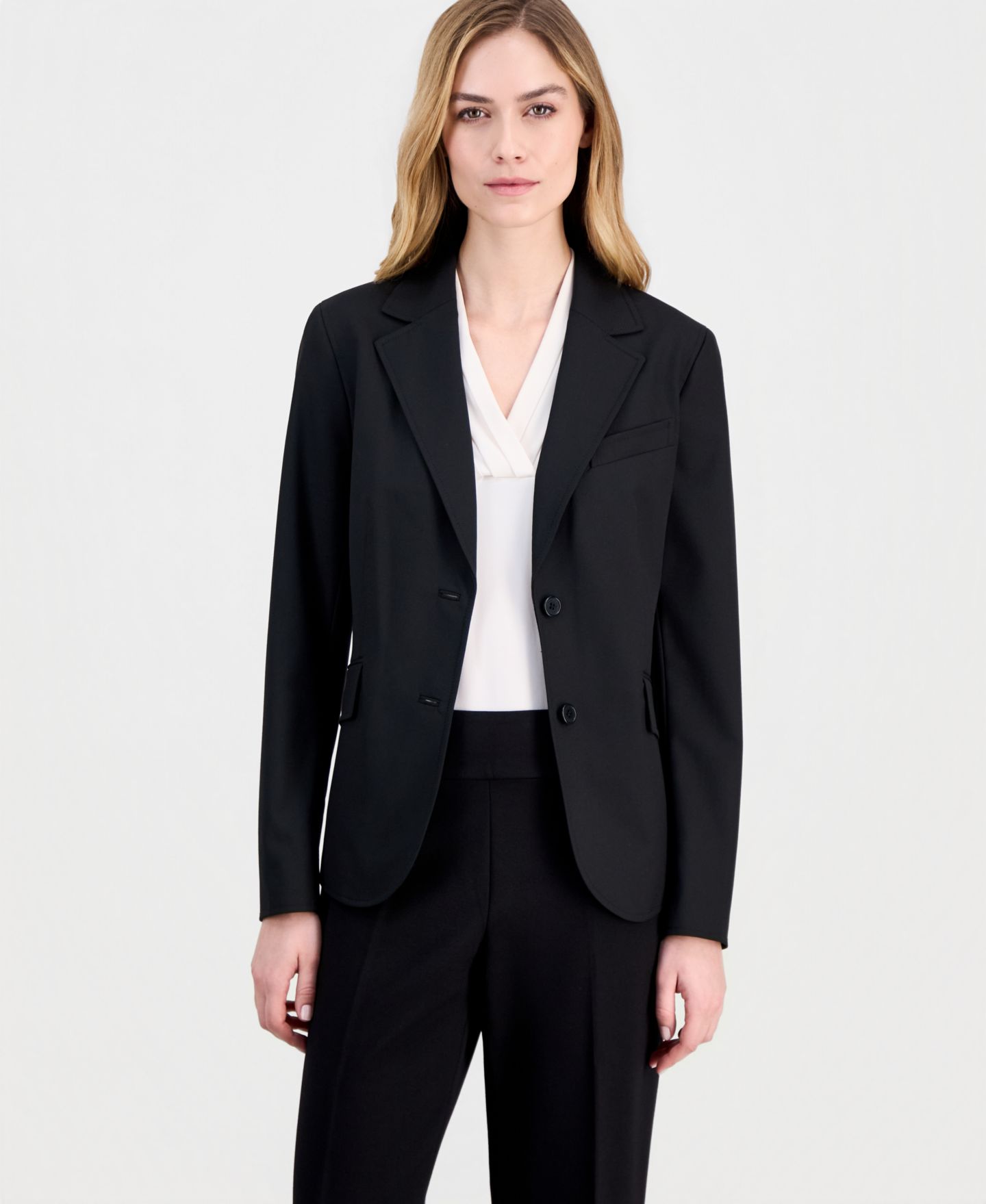 Женский пиджак Anne Klein Bi-Stretch Two-Button Blazer, цвет: Чёрный — фото 2