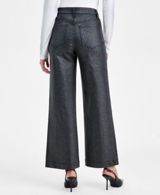 Women's Snakeskin-Print High Rise Wide Leg Jeans, Macy's Exclusive