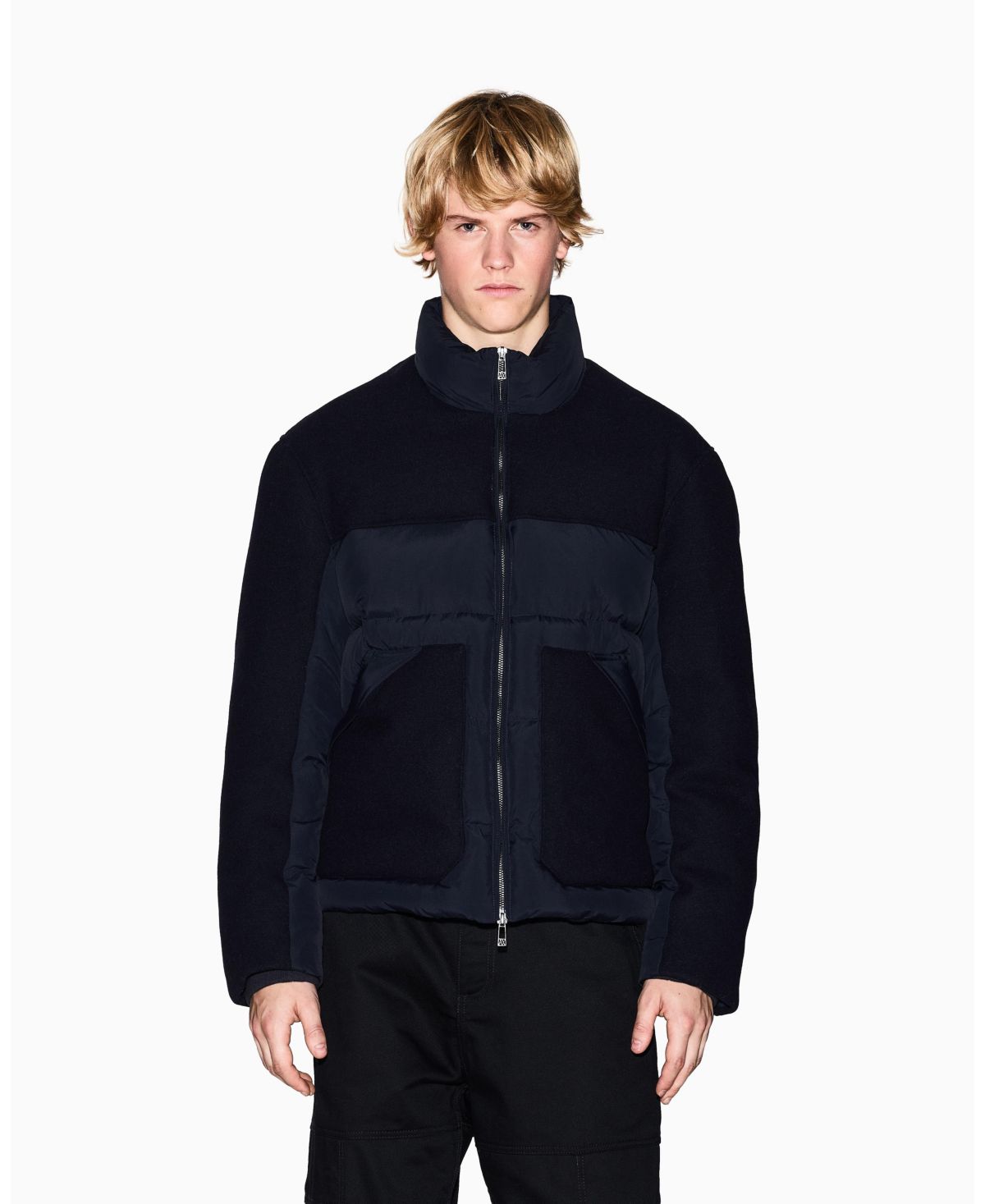 Мужское стеганое пуховое пальто в цветную клетку