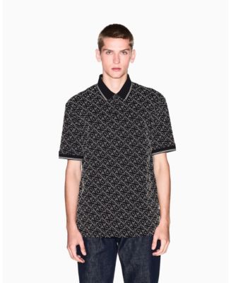 A|X Armani Exchange Men's Allover Logo Collar Tipping Polo Shirt