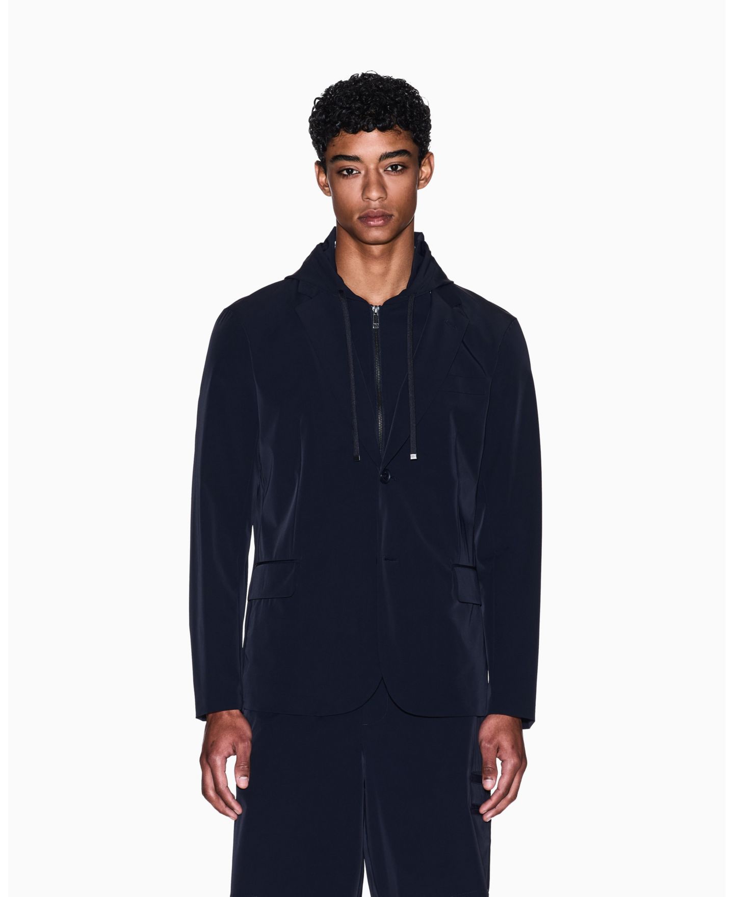 Мужской пиджак A|X Armani Exchange Stretch Nylon Blazer, цвет: Глубокий тёмно-синий — фото 1