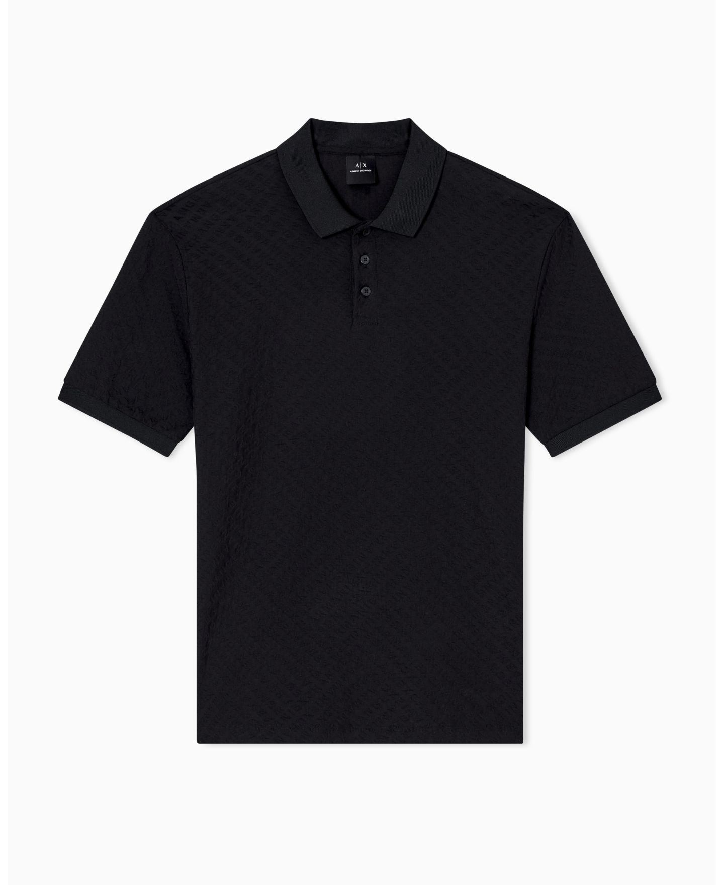 Мужское поло A|X Armani Exchange Mercerized Cotton Jacquard Logo Polo Shirt, цвет: Чёрный — фото 5