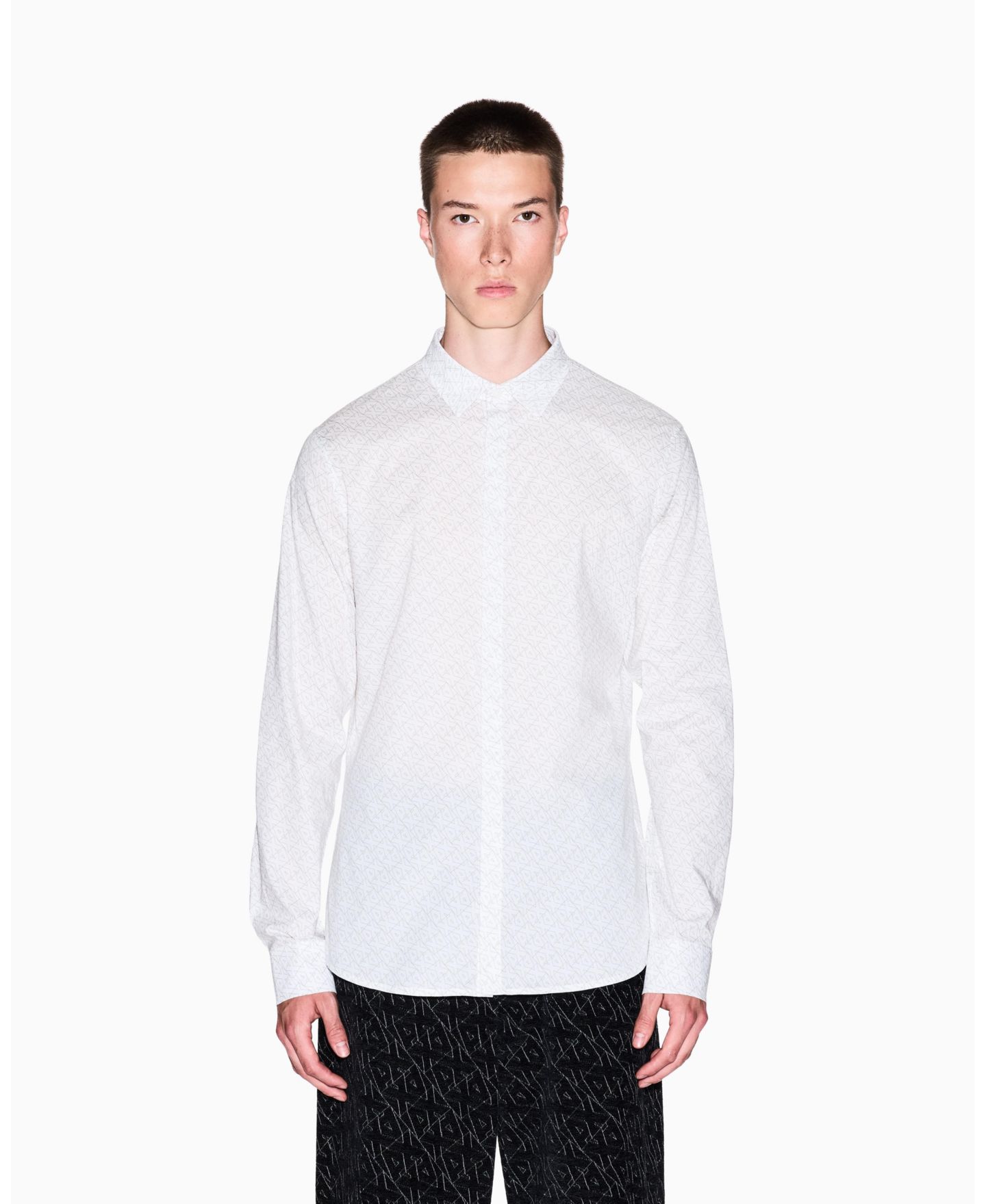 Мужская рубашка A|X Armani Exchange Long Sleeve Poplin Allover Logo Woven, цвет: Чёрный — фото 40