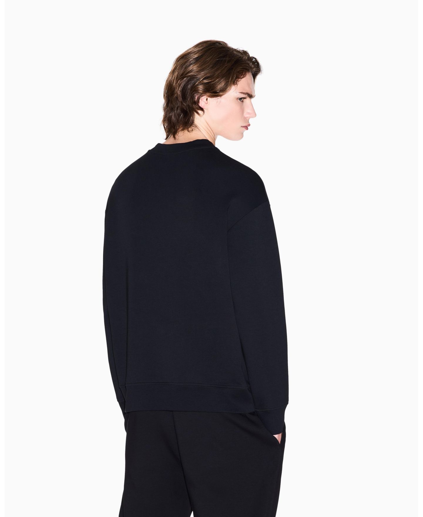 Мужская толстовка A|X Armani Exchange Tonal Grid Box Crewneck, цвет: Чёрный — фото 4