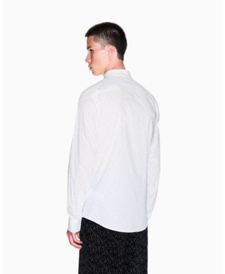 Men's Long Sleeve Poplin Allover Logo Woven Shirt