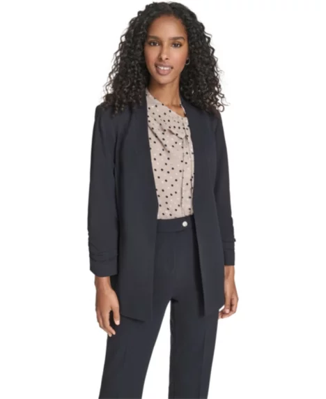 Petite Collarless Padded Jacket - Navy