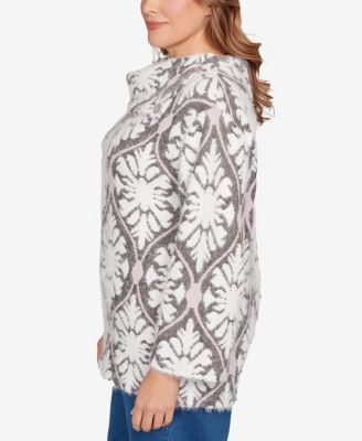 Plus Size Medallion Jacquard Sweater Knit Top